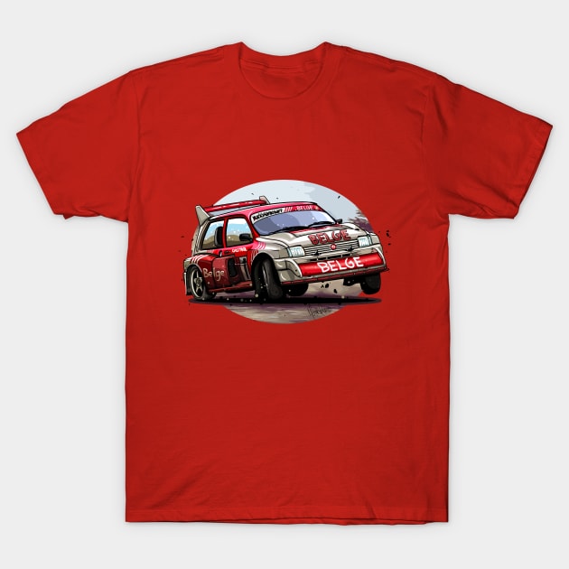 MG Metro Belge Group B - Illustration T-Shirt by Mario Ramos Rally Art